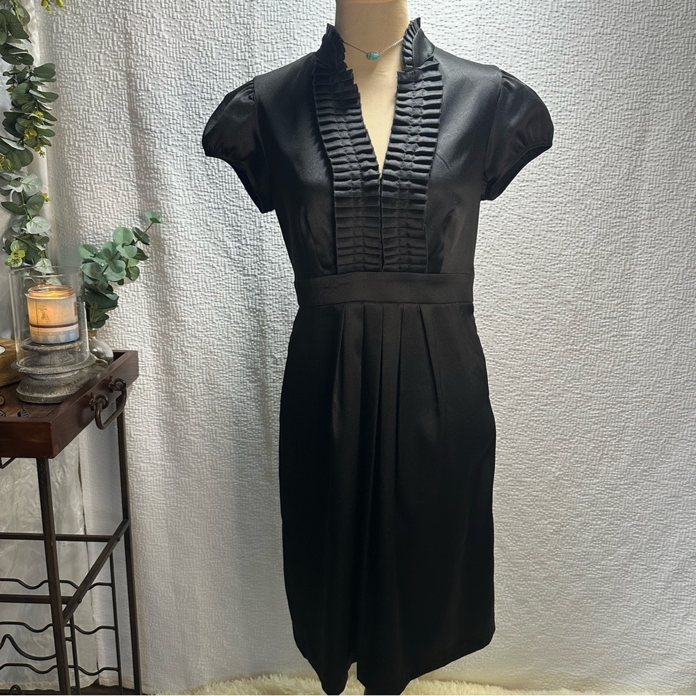 Suite 7 Chic Black Ruffled Midi Dress. Size 6